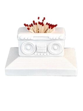 Jonathan Adler White Ceramic Boombox Match Striker (Retired Design)